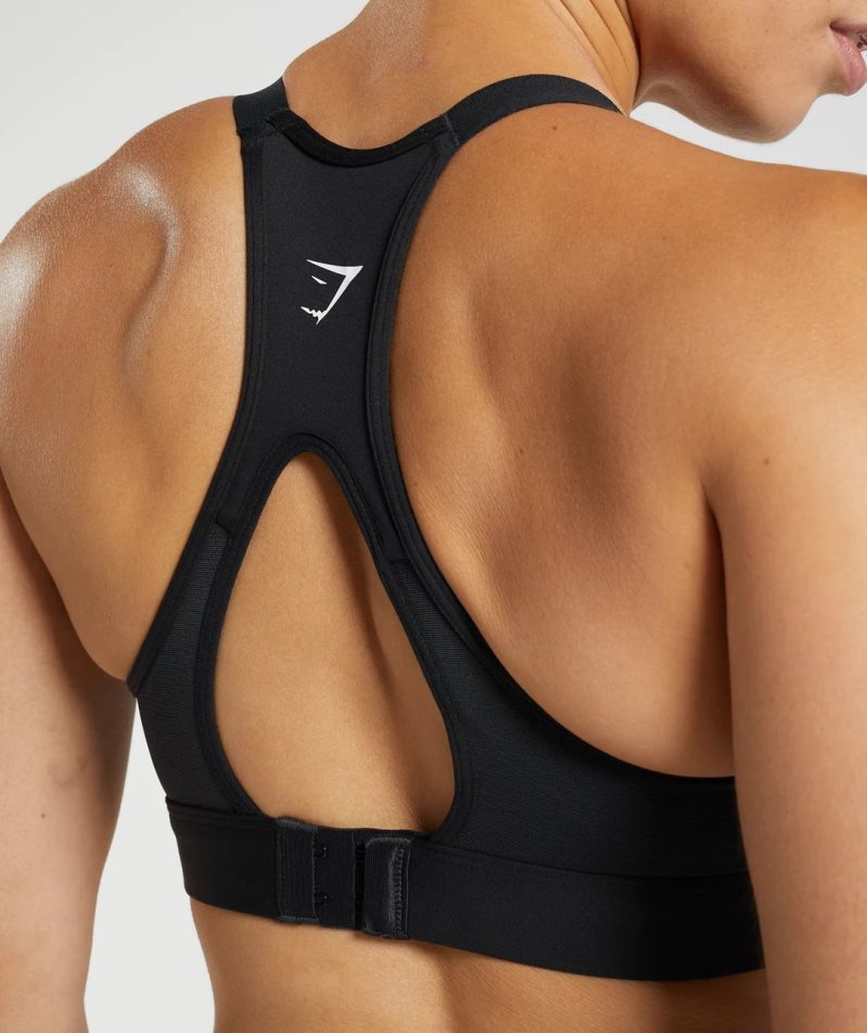 Women's Gymshark Cut Out Back High Support Sports Bra Black | NZ 3JLPFK